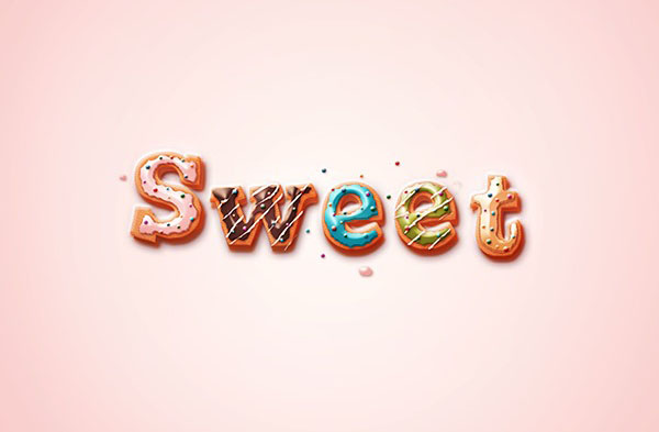 立体字，通过PS设计精美的甜品立体奶油字