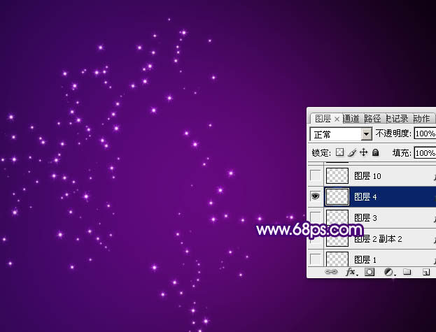星星字，利用描边做紫色星光字教程