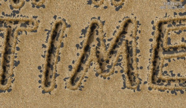 ps做写在沙滩上的文字效果