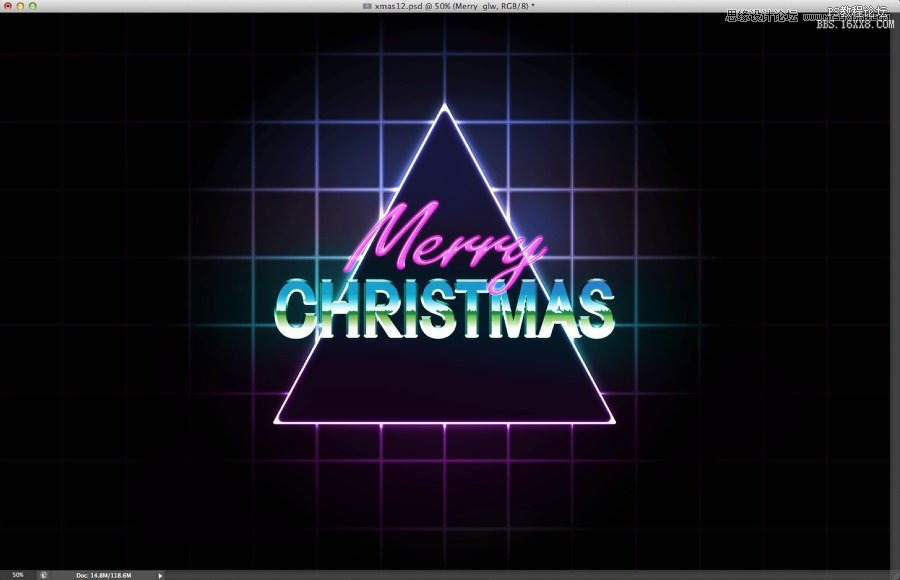 Photoshop设计80年代复古风格的圣诞海报