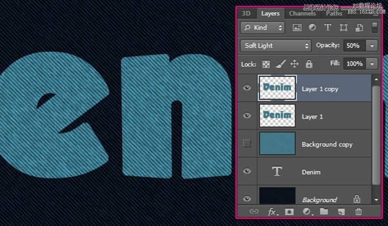 Photoshop制作个性的牛仔布纹艺术字教程,PS教程,16xx8.com教程网