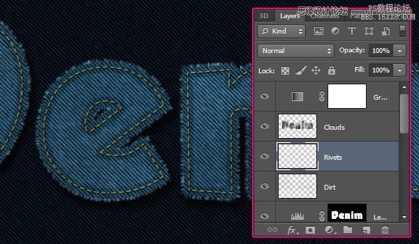 Photoshop制作个性的牛仔布纹艺术字教程,PS教程,16xx8.com教程网