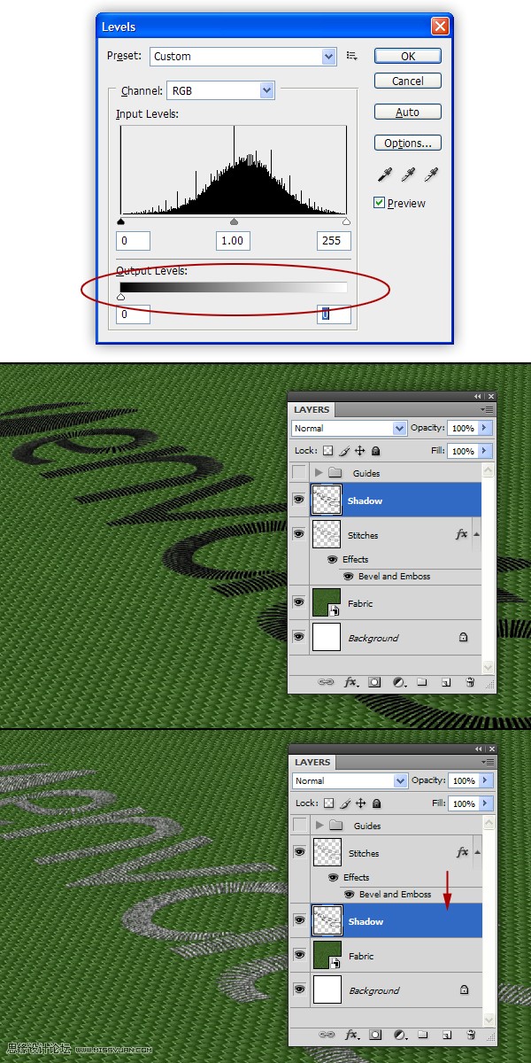 Photoshop设计超酷的缝线字体教程,PS教程,16xx8.com教程网