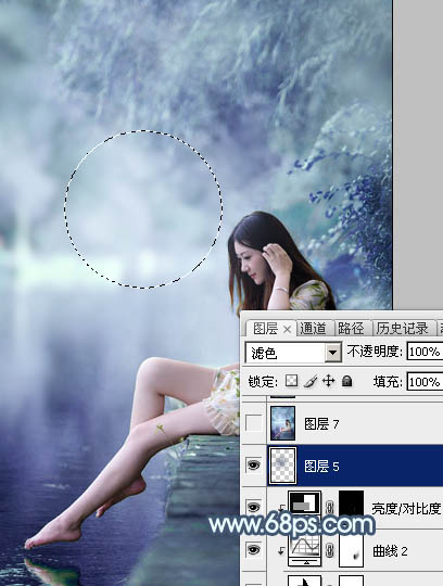 Photoshop调淡冷色水景图片教程