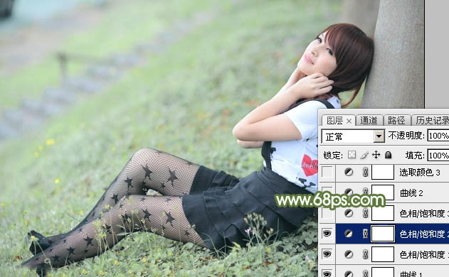 Photoshop调出唯美的韩系淡绿色调色教程