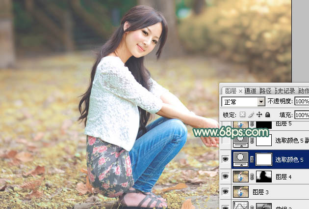 Photoshop给果子美女加上甜美的粉暖色