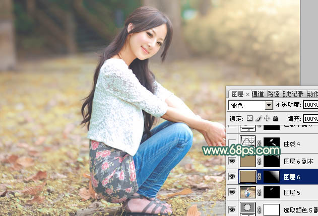 Photoshop给果子美女加上甜美的粉暖色