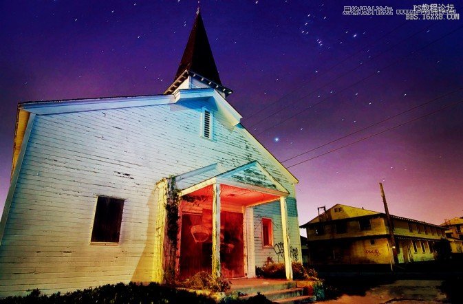 Photoshop制作绚丽的夜景星空效果图