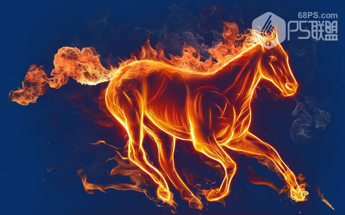 抠火焰：利用通道抠出火焰骏马奔腾的图片