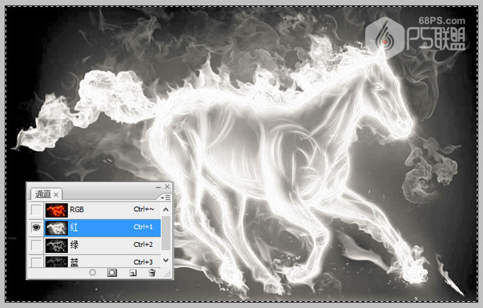 通道抠图，利用通道抠出火焰骏马奔腾的图片