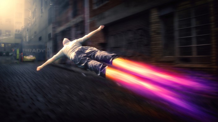 奇幻合成：在Photoshop中合成一个在街道上飞行的超人场景
