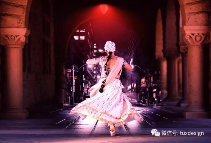 场景合成，通过PS制作一幅在街道翩翩起舞的女性舞者