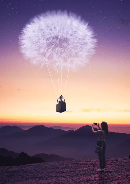 梦幻合成：通过Photoshop制作一张告白气球与蒲公英的约定的超现实场景