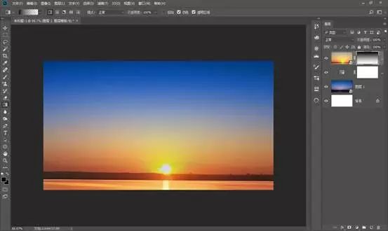 场景合成，通过PS合成夕阳下的剪影照片