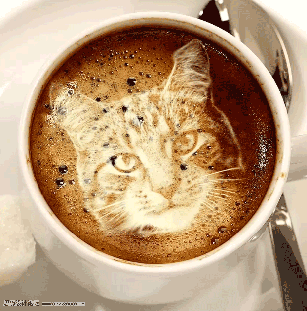 场景合成：通过Photoshop合成猫咪拉花图案的咖啡