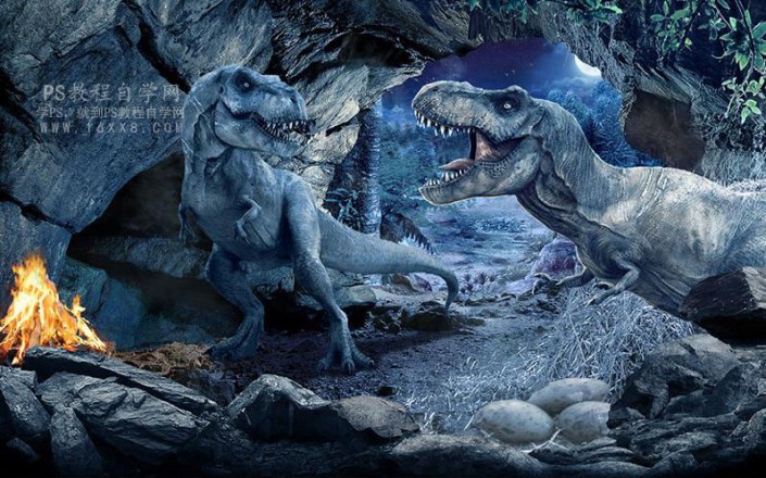 （暂无素材勿发）场景合成，用PS合成《侏罗纪公园》的奇幻场景