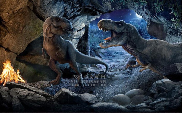 （暂无素材勿发）场景合成，用PS合成《侏罗纪公园》的奇幻场景