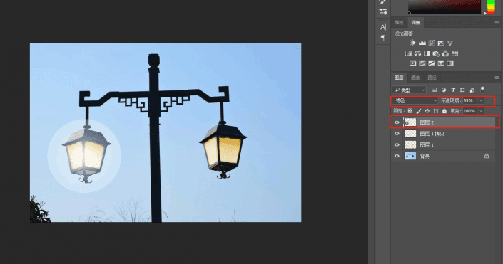照片合成，用PS合成逼真的路灯灯光效果