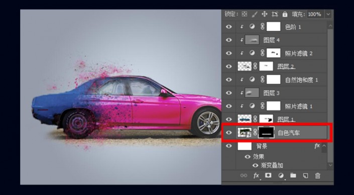 照片合成，用PS合成一个色彩丰富的汽车