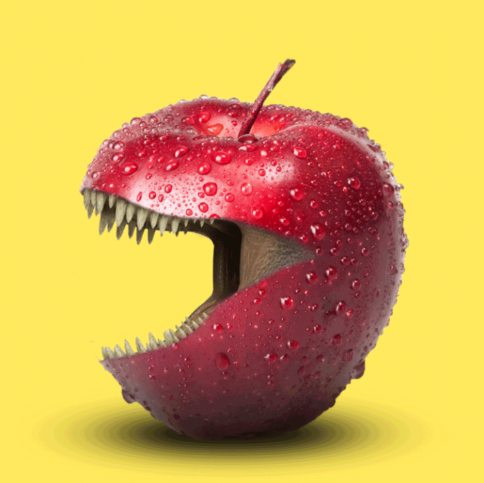 水果恶搞：合成长嘴巴的苹果