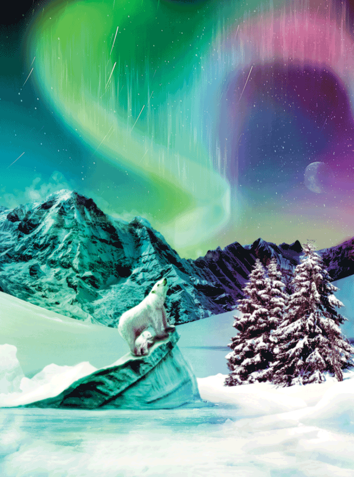 图片合成，用PS做逼真漂亮的北极光彩色效果照片