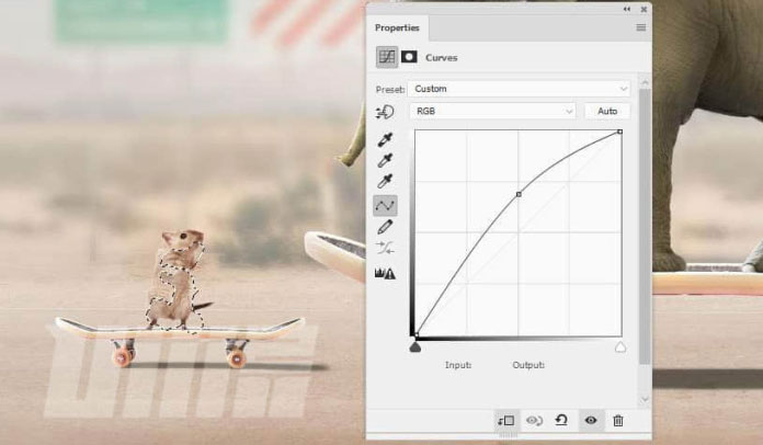 合成效果，用PS合成小老鼠和大象玩滑板的画面