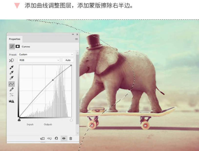 合成效果，用PS合成小老鼠和大象玩滑板的画面