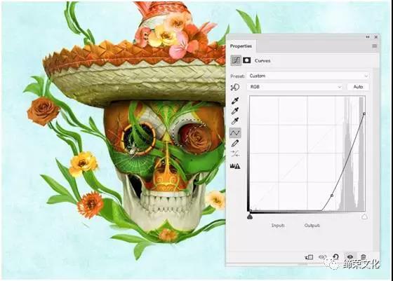 花卉头骨，在PS里创建一个花卉糖头骨的照片