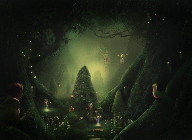 后期合成，用PS合成一个童话森林场景
