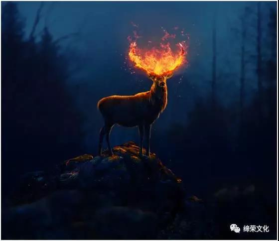 照片合成，用PS合成一个梦幻火焰鹿