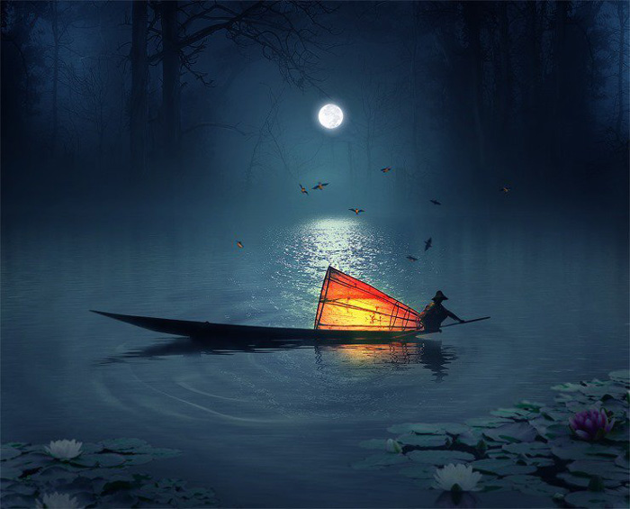 多图合成：用Photoshop合成渔舟唱晚的场景