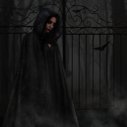女巫场景，合成恐怖的暗黑女巫场景