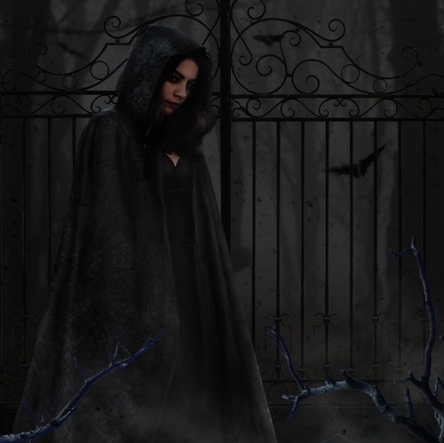 女巫场景，合成恐怖的暗黑女巫场景