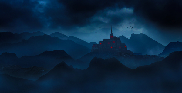 城堡场景：合成一个暗黑风的城堡场景