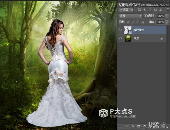 Photoshop合成森林中的唯美美女图片教程