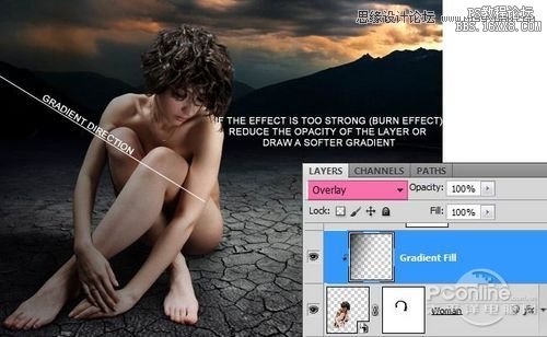 Photoshop合成坐在干涸土地上沉思女人,PS教程,16xx8.com教程网