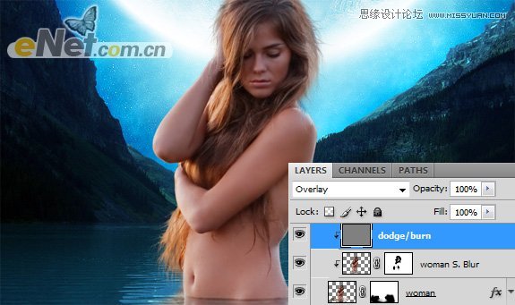 Photoshop合成蓝色风格的美女湖光夜浴场景,PS教程,16xx8.com教程网