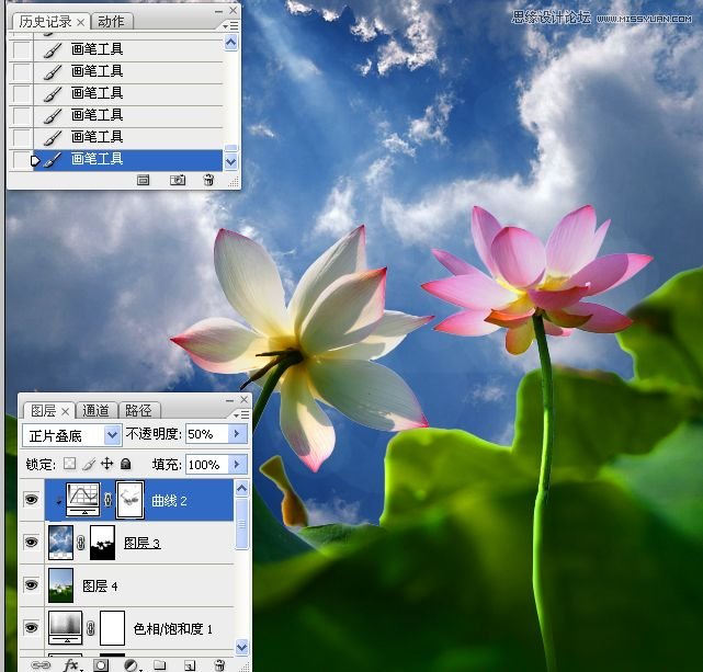 Photoshop合成色彩艳丽的荷花图,PS教程,16xx8.com教程网