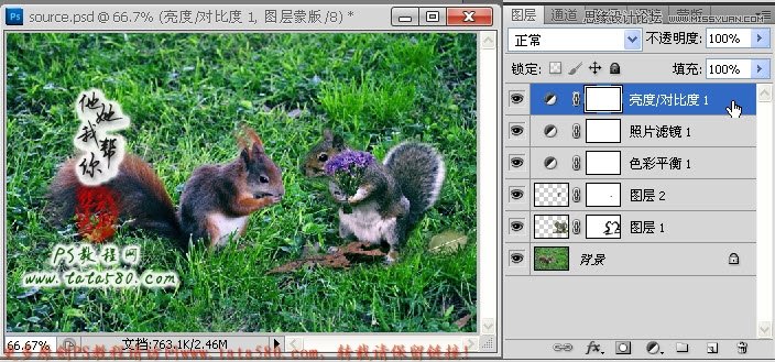Photoshop合成拿着花朵正在求爱的松鼠,PS教程,16xx8.com教程网