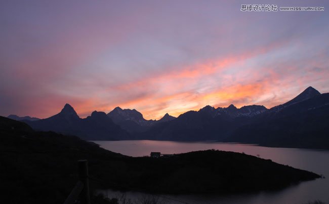 Photoshop绘制古城堡阳台夕阳景色