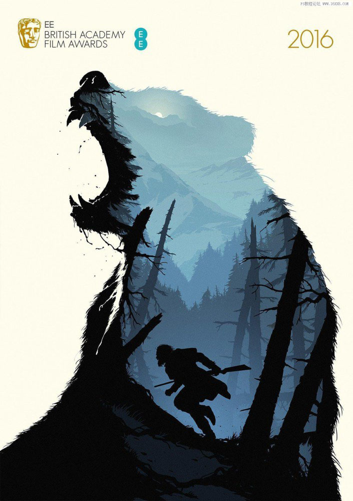 双重曝光：设计荒野猎人主题双重曝光海报