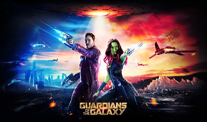 电影海报：设计科幻电影银河护卫队主题海报。
