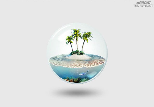 ps制作一个热带水球图片教程
