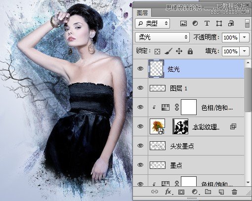 Photoshop设计创意风格的水墨美女效果,PS教程,16xx8.com教程网