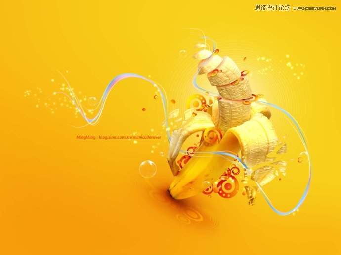 Photoshop设计黄色风格的香蕉桌面壁纸,PS教程,16xx8.com教程网