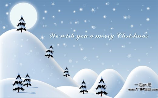 Photoshop设计淡蓝色白雪皑皑的2012圣诞节贺卡
