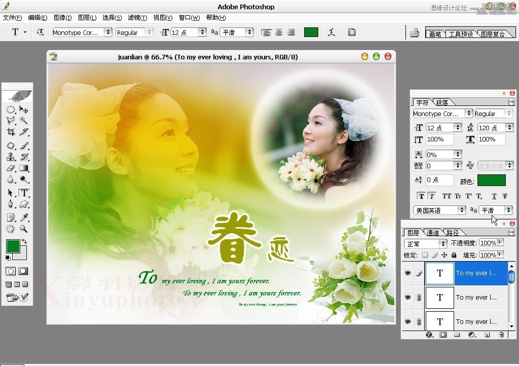 Photoshop制作清新的婚纱写真模板,PS教程,16xx8.com教程网