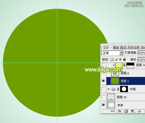 ps绿色圆形水晶按钮教程