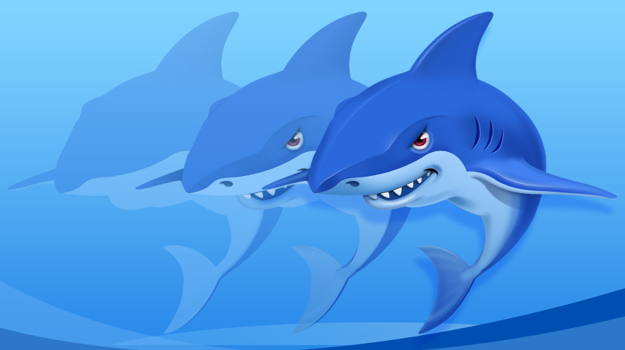 Photoshop绘制网游加速器卡通立体鲨鱼图标过程