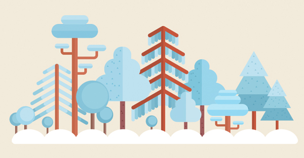 插画设计，设计一幅冬季平面矢量场景插画